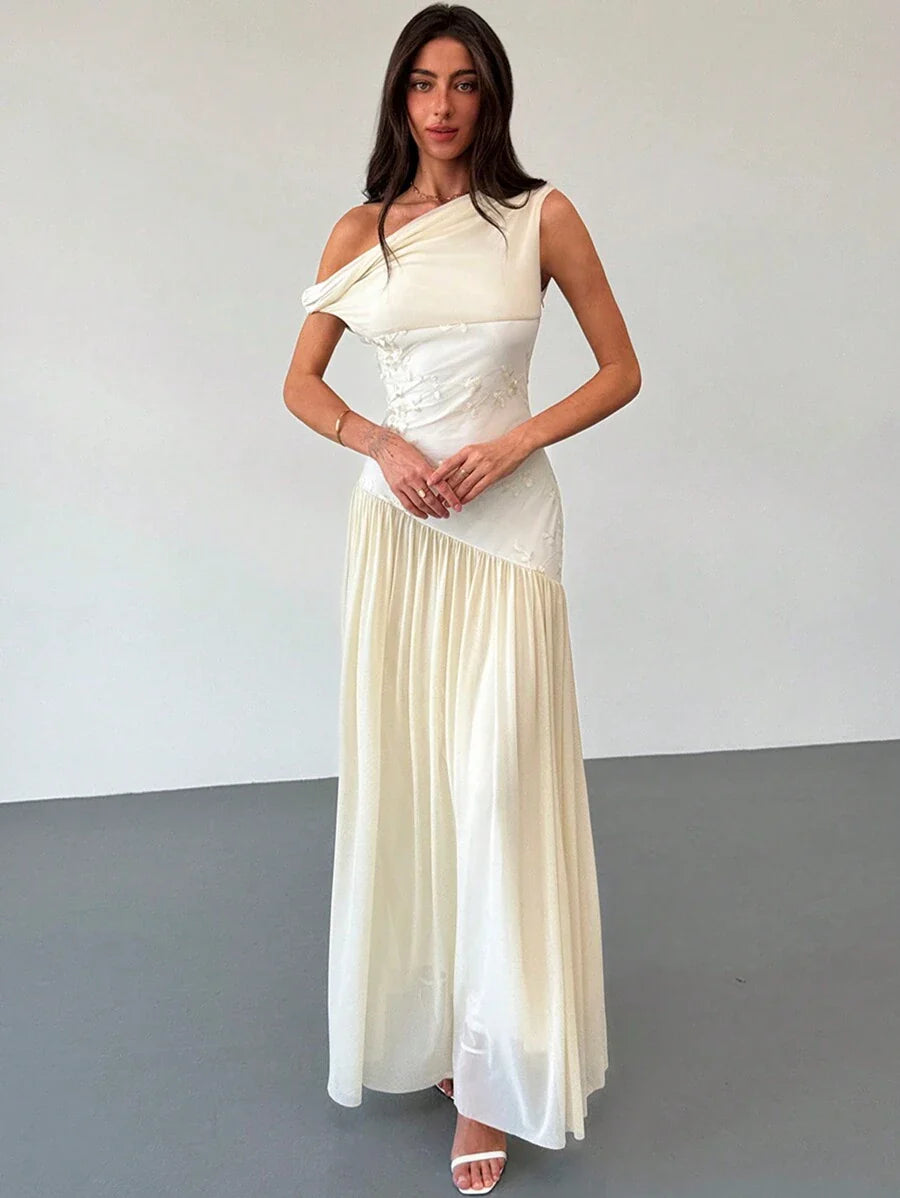Viviana™ | Asymmetrisches Blumennetz-Maxikleid