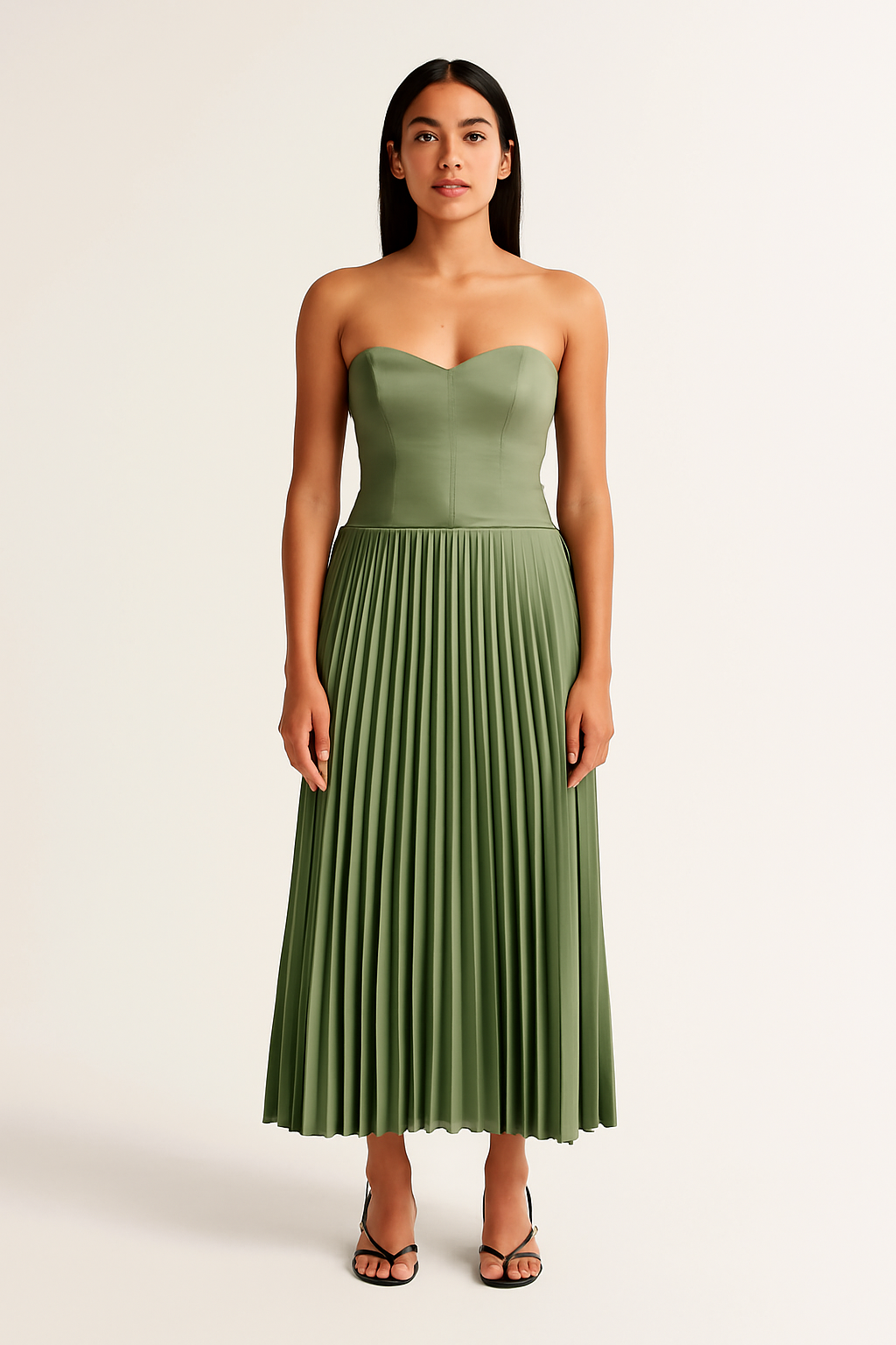 Camille™ | Strapless Falten Midi-Kleid