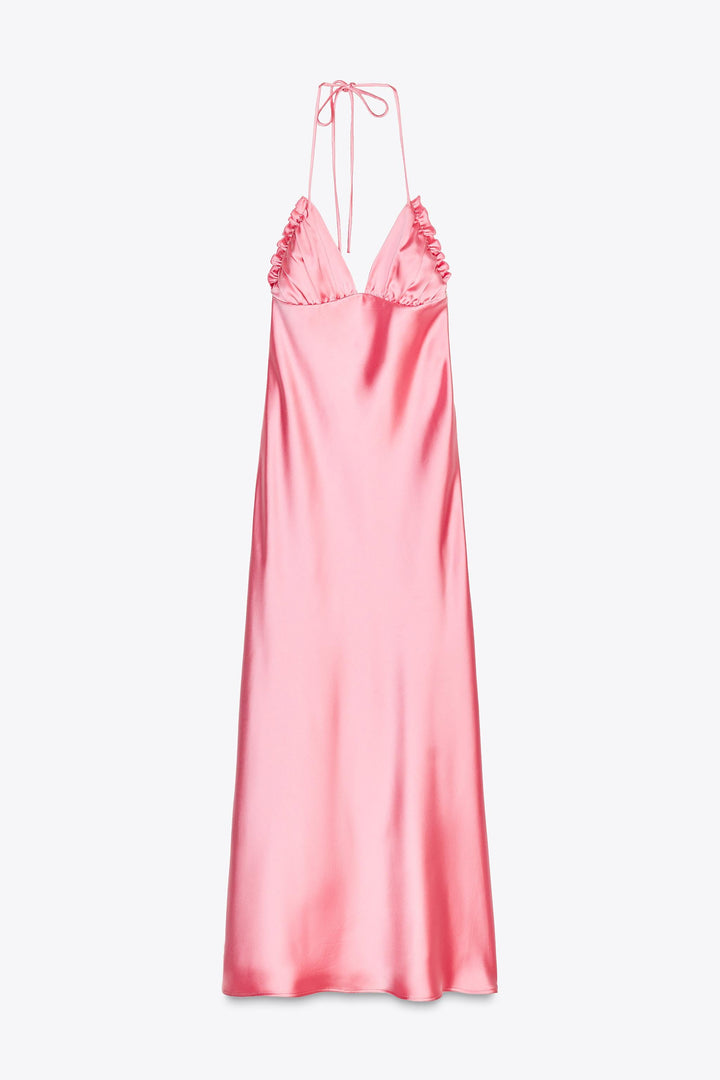Yuki™ | Satin Halter Midi Kleid