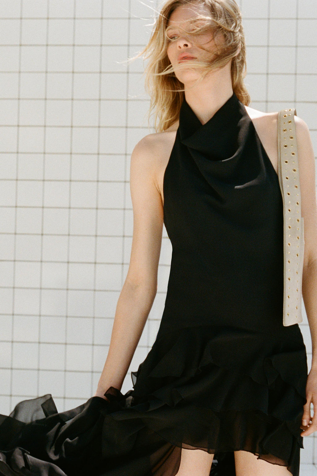 Sable™ | Halter Ruffle Cascade Dress
