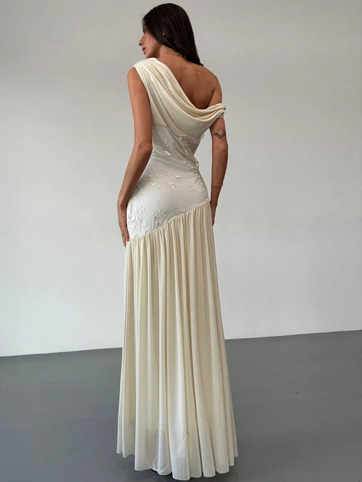 Viviana™ | Asymmetrisches Blumennetz-Maxikleid