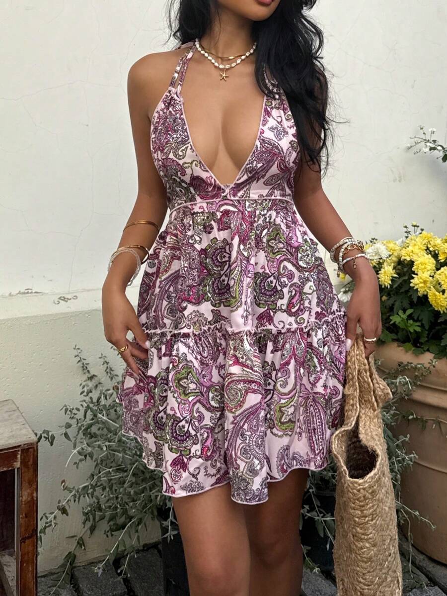 Capri™ | Boho-Print Halter Mini-Kleid
