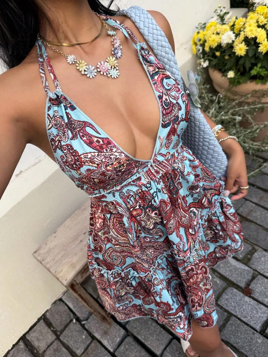 Capri™ | Boho-Print Halter Mini-Kleid