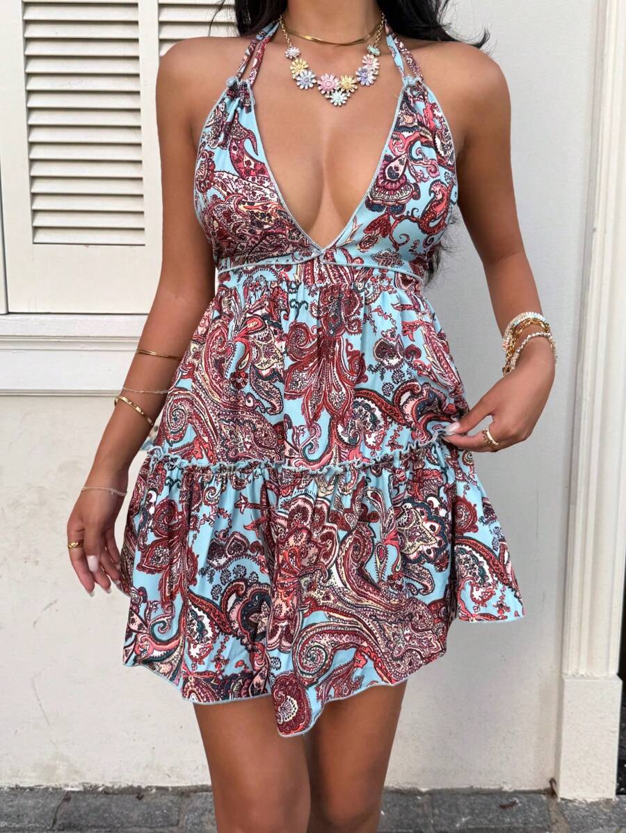 Capri™ | Boho-Print Halter Mini-Kleid
