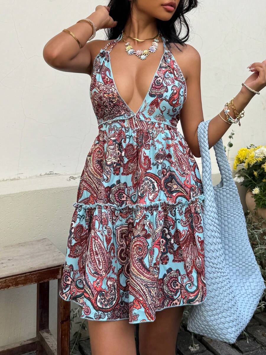 Capri™ | Boho-Print Halter Mini-Kleid