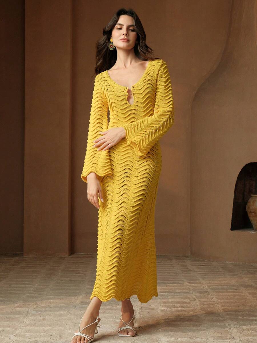 Edith™ | Sculpted Wave Strickkleid