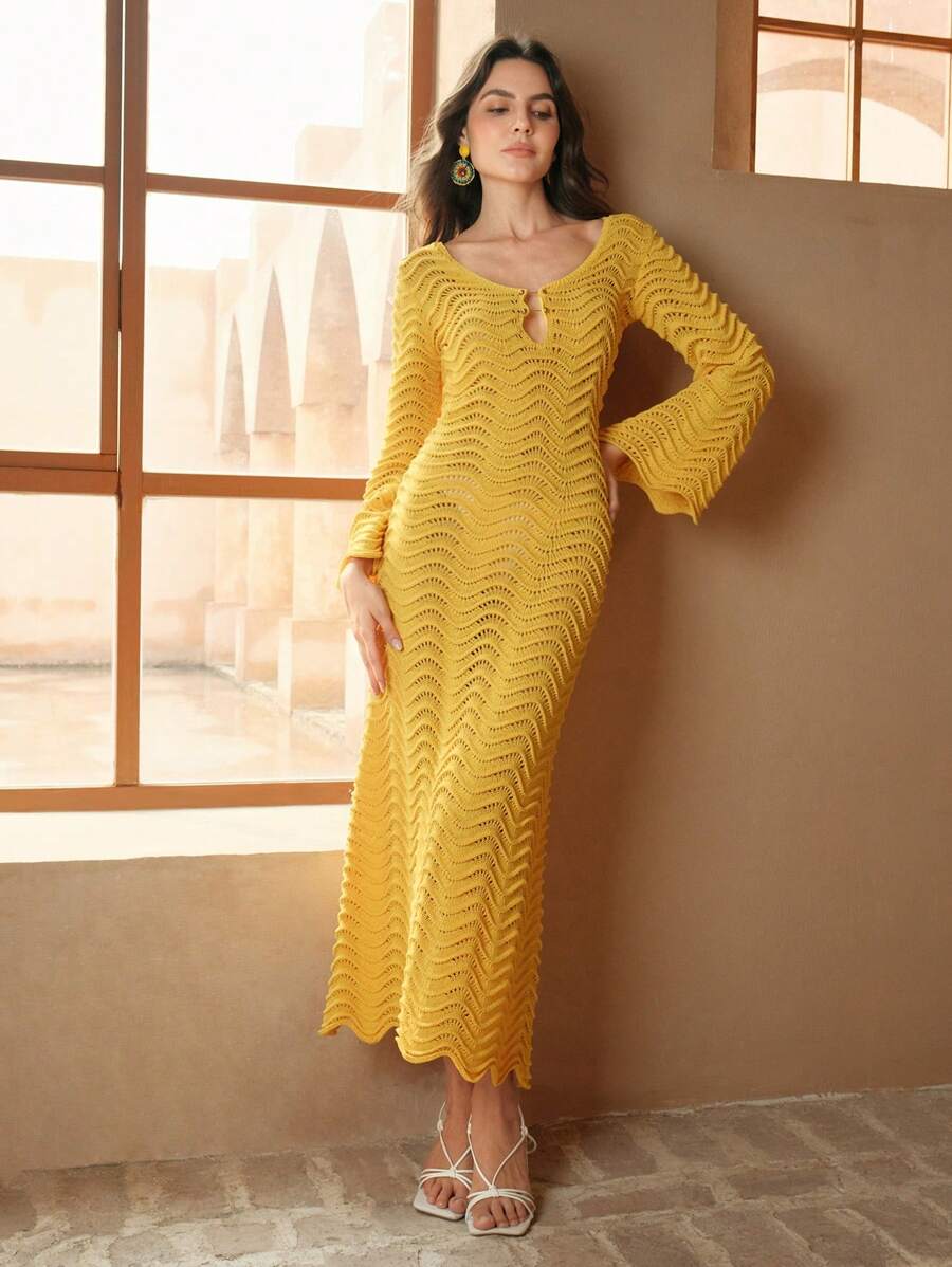 Edith™ | Sculpted Wave Strickkleid