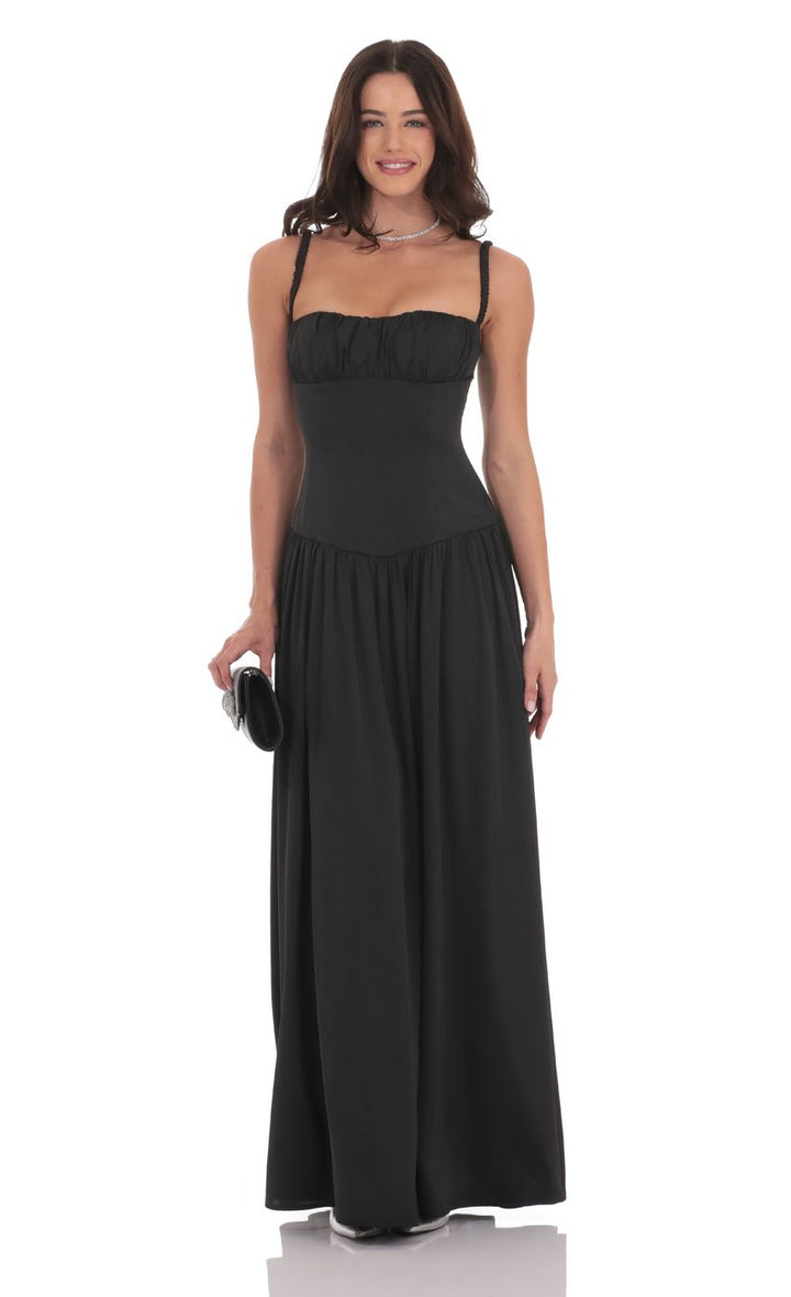 Estelle™ | Satin Raffung Bust Maxi Kleid