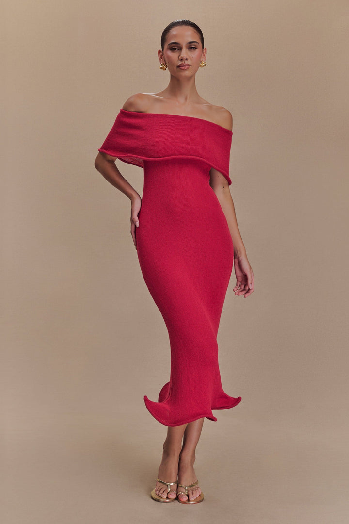 Rhea™ | Off-Shoulder Strick-Midi-Kleid