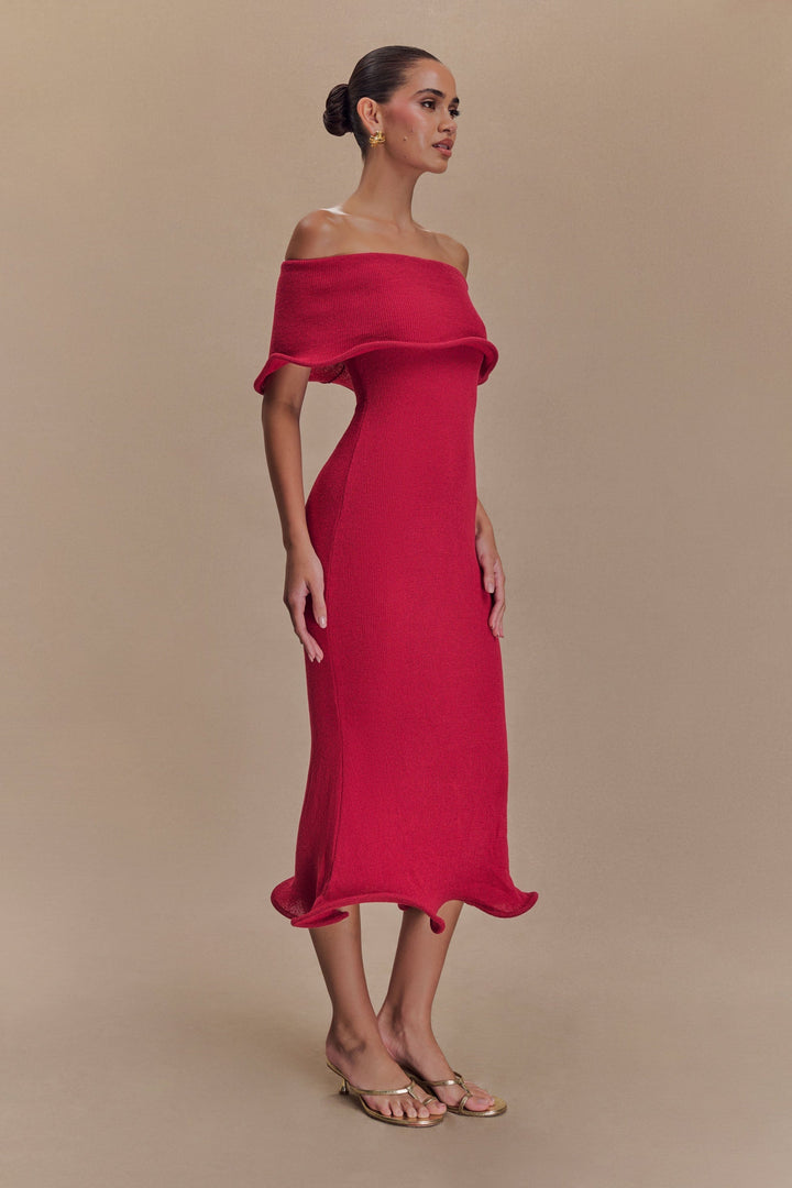 Rhea™ | Off-Shoulder Strick-Midi-Kleid