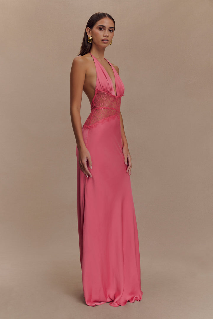 Kalira™ | Satin-Spitzen-Maxikleid