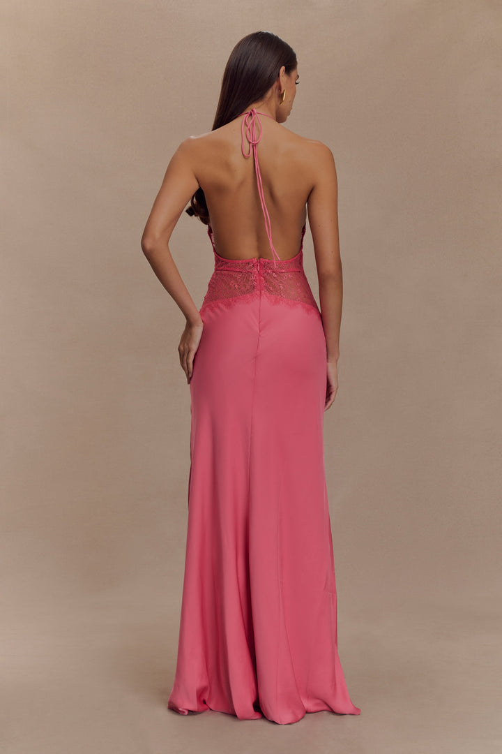 Kalira™ | Satin-Spitzen-Maxikleid