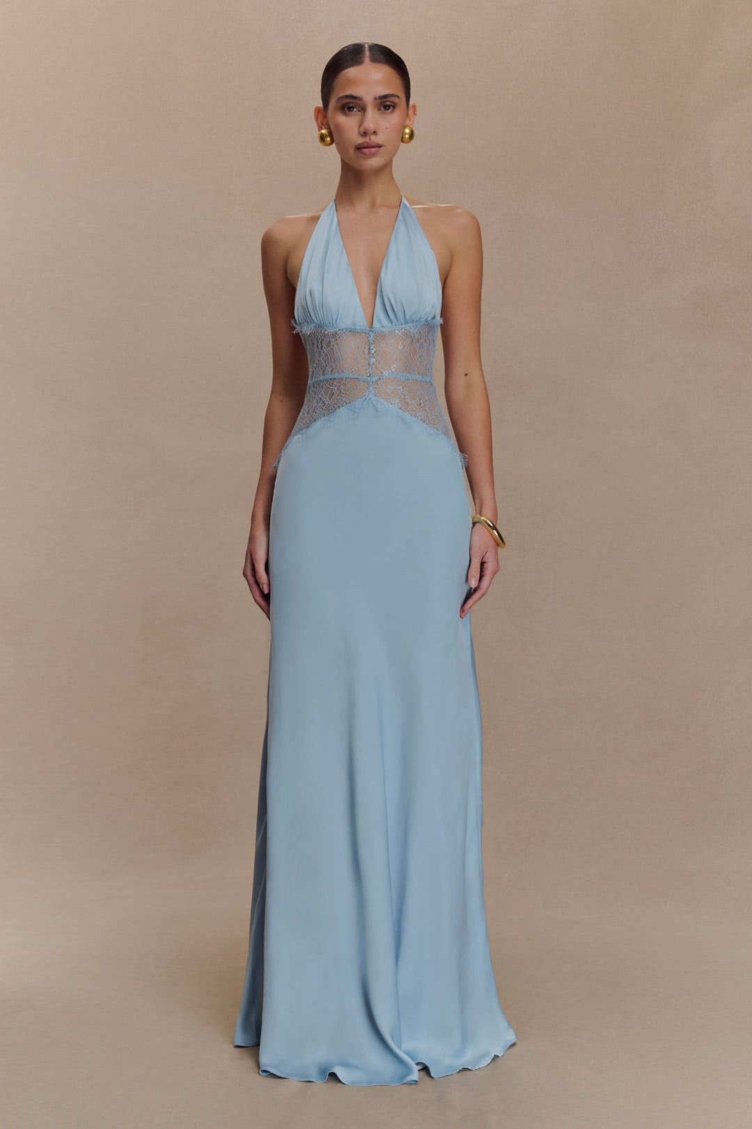 Kalira™ | Satin-Spitzen-Maxikleid