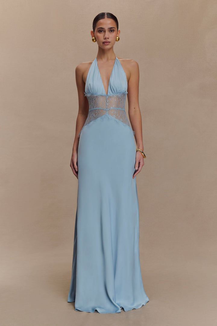 Kalira™ | Satin-Spitzen-Maxikleid