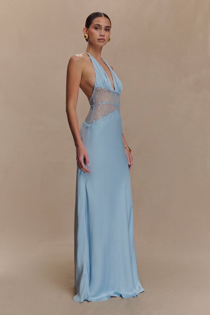 Kalira™ | Satin-Spitzen-Maxikleid