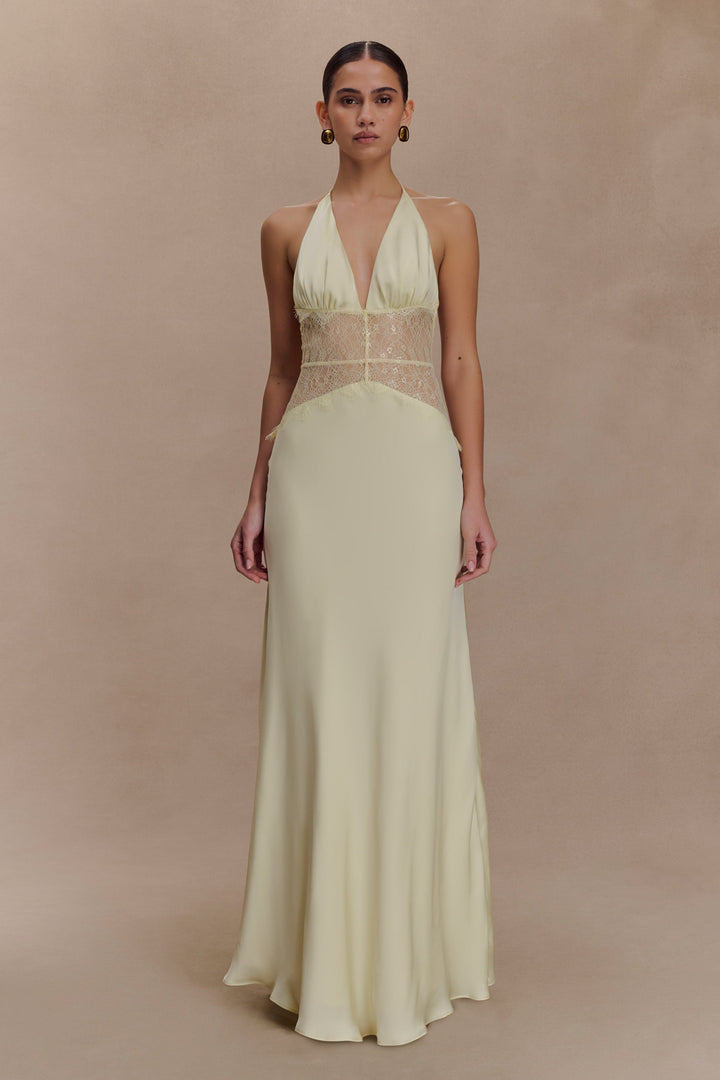 Kalira™ | Satin-Spitzen-Maxikleid