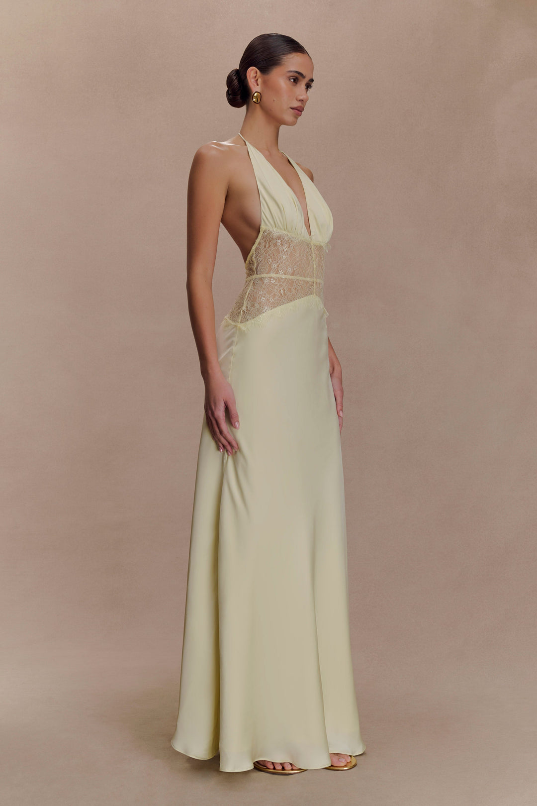 Kalira™ | Satin-Spitzen-Maxikleid
