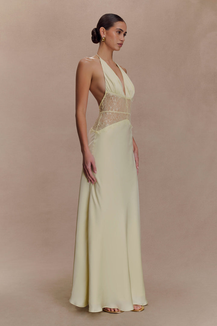 Kalira™ | Satin-Spitzen-Maxikleid