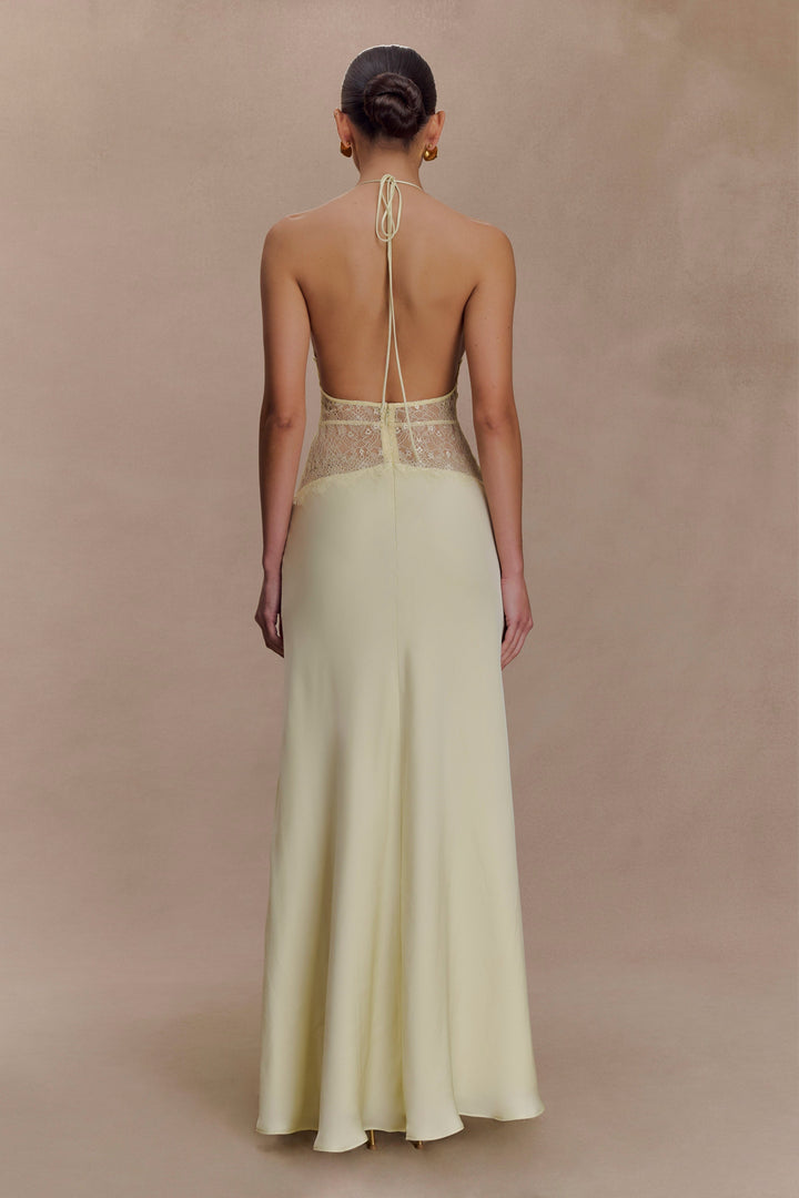 Kalira™ | Satin-Spitzen-Maxikleid