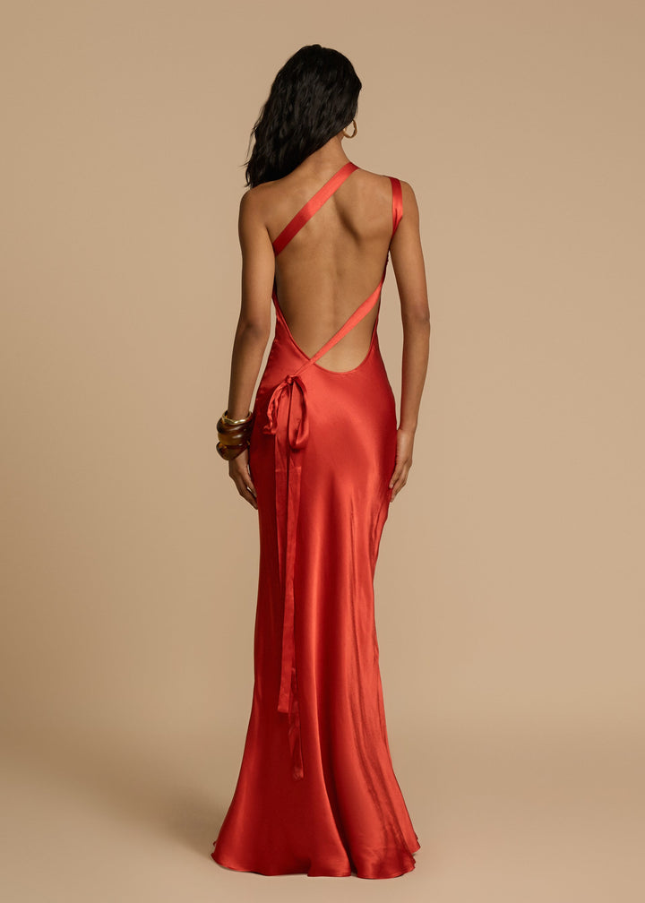 Alina™ | Maxikleid mit einem Schulterträger aus Satin