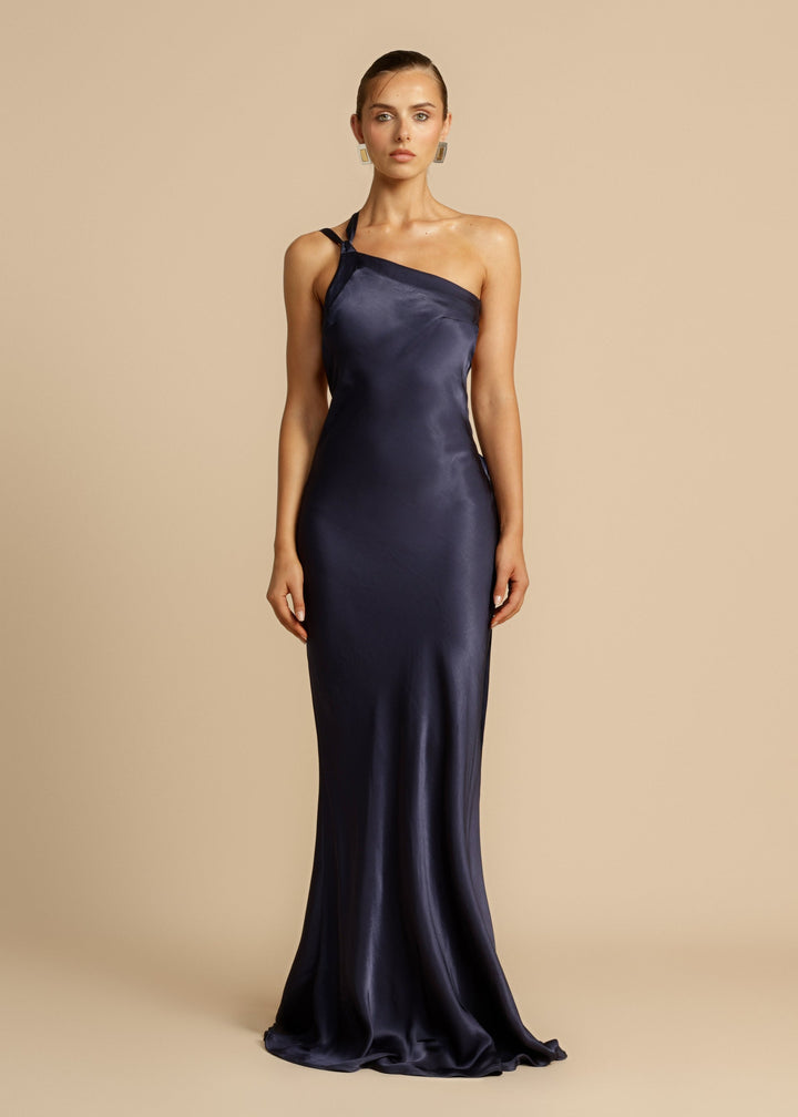 Alina™ | Maxikleid mit einem Schulterträger aus Satin