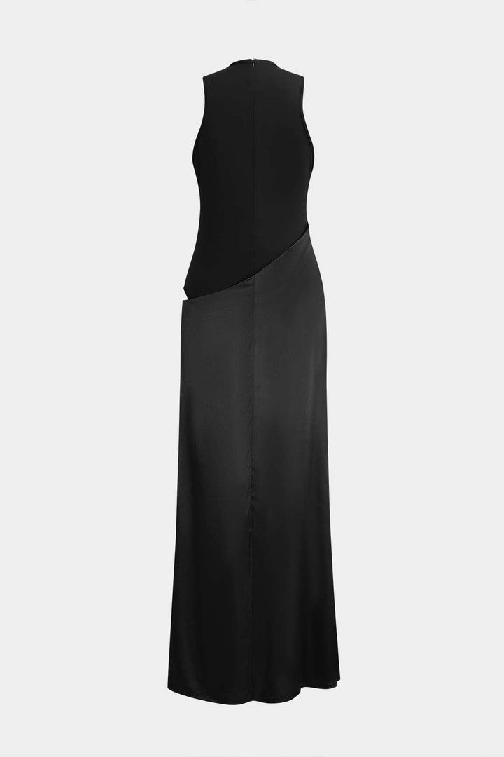 Naomi™ | Satin Patchwork Ärmelloses Maxikleid