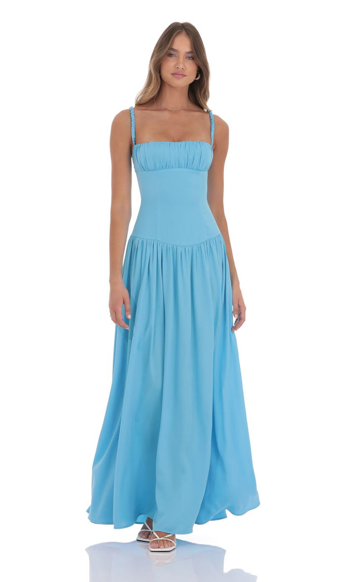 Estelle™ | Satin Raffung Bust Maxi Kleid