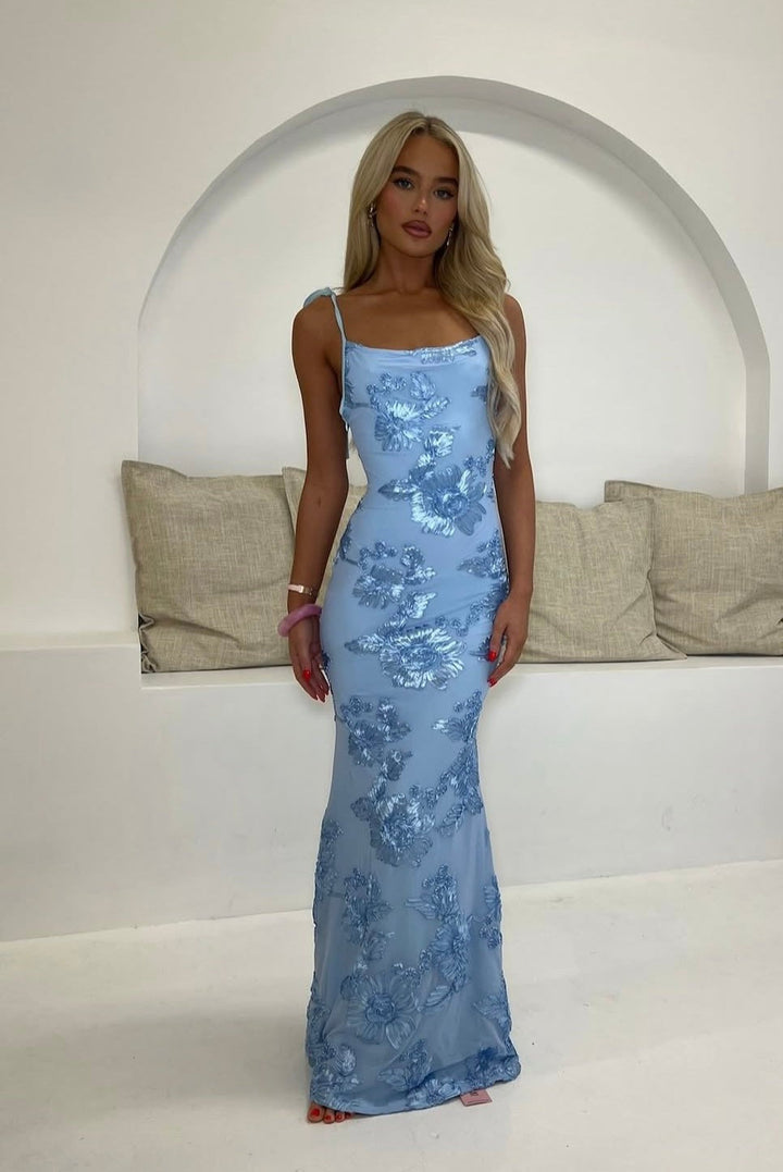 Rosa™ | Floral Verziertes Maxikleid