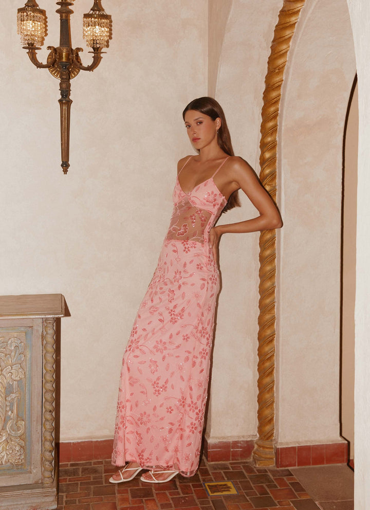 Lila™ | Durchsichtiges Floral-Maxikleid