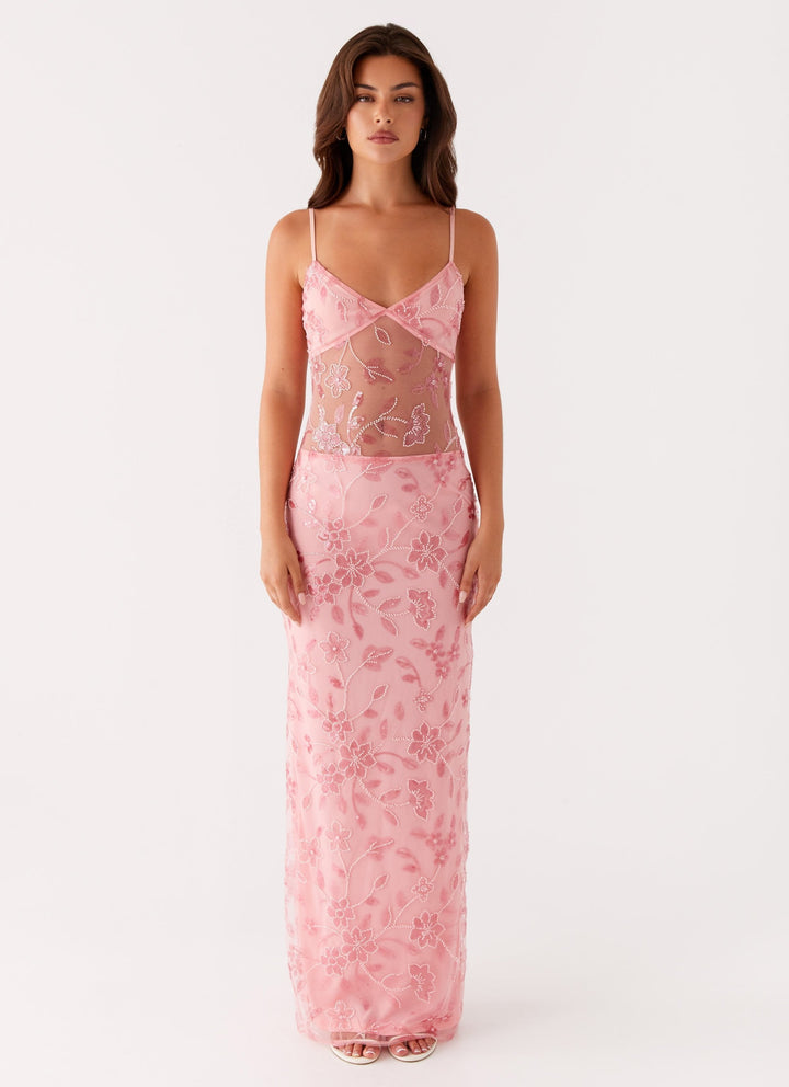 Lila™ | Durchsichtiges Floral-Maxikleid