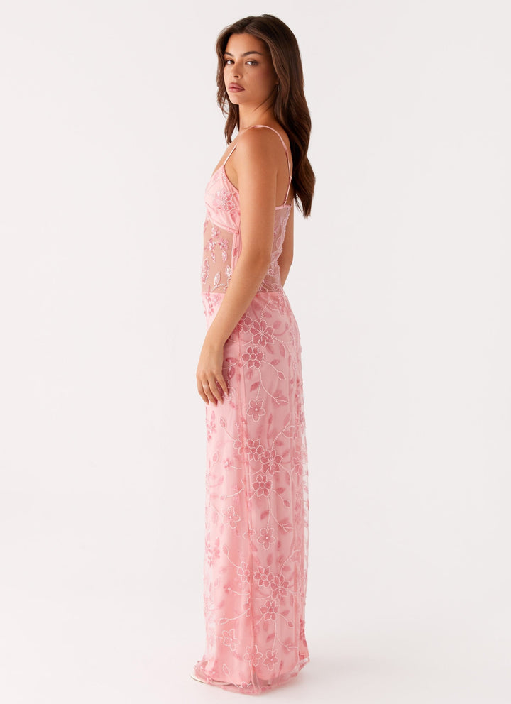 Lila™ | Durchsichtiges Floral-Maxikleid