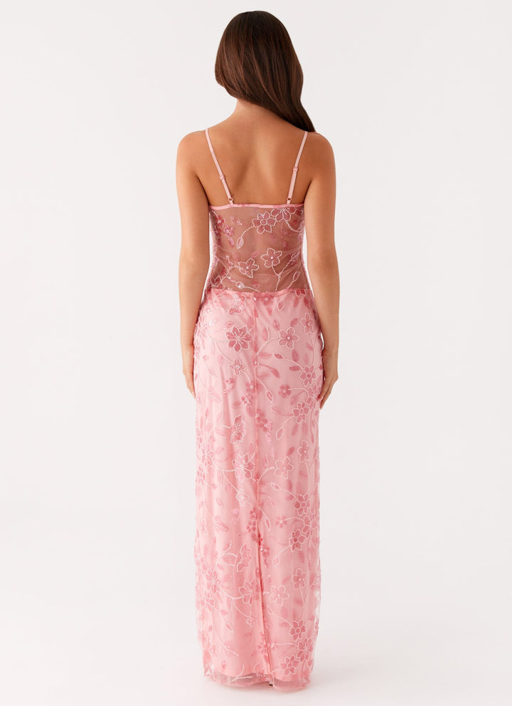 Lila™ | Durchsichtiges Floral-Maxikleid