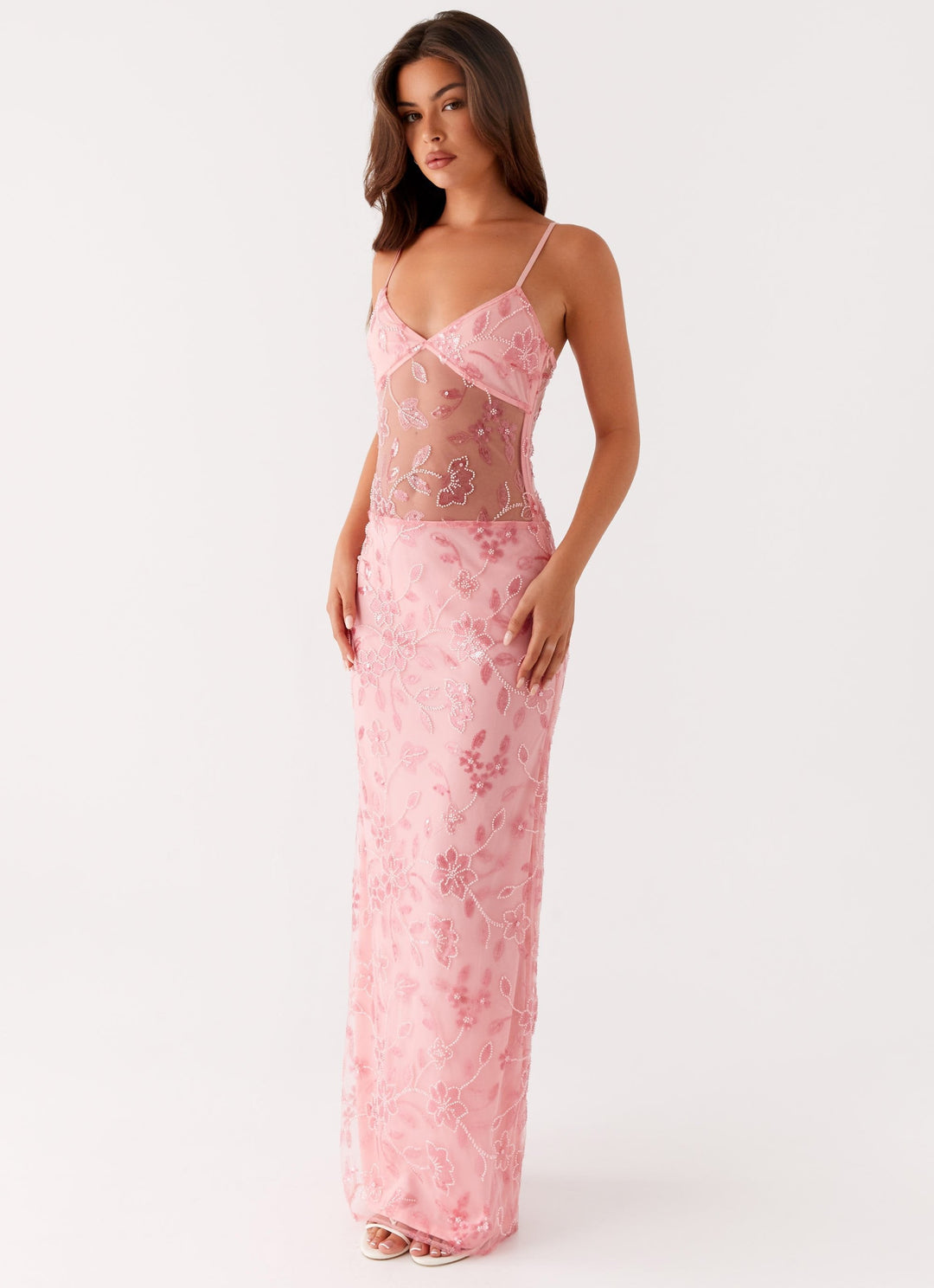 Lila™ | Durchsichtiges Floral-Maxikleid