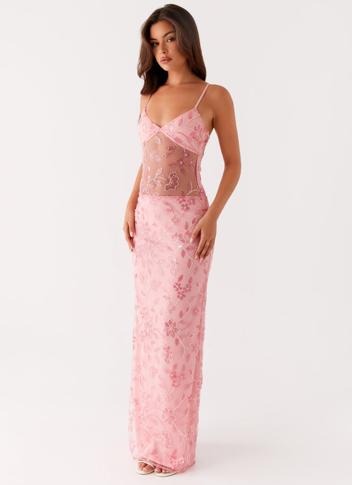 Lila™ | Durchsichtiges Floral-Maxikleid