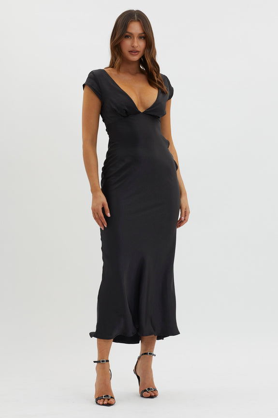 Roxie™ | Midi-Kleid mit V-Ausschnitt und gedrehtem Rücken