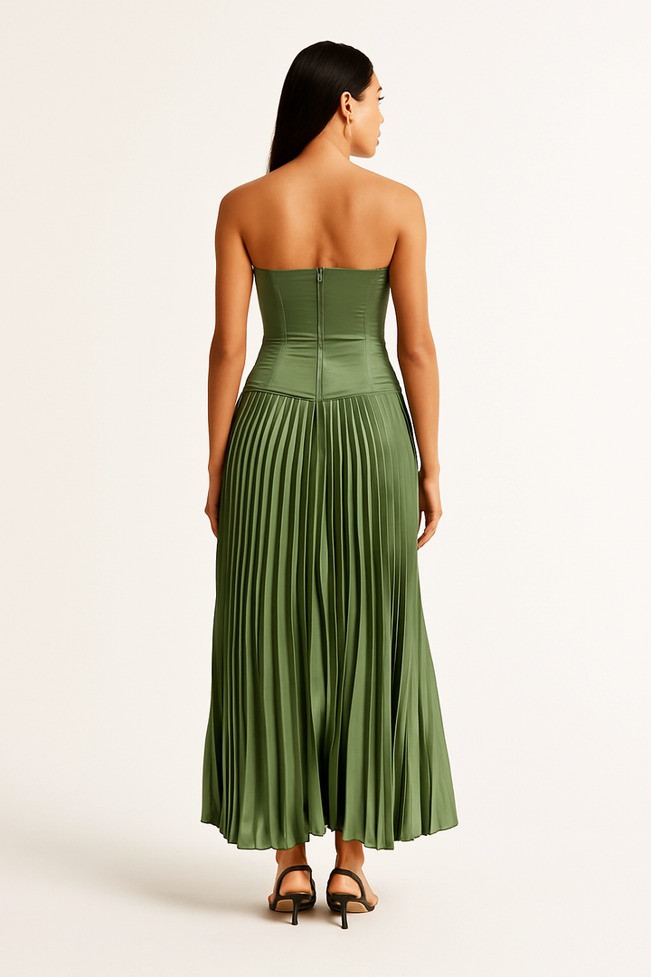 Camille™ | Strapless Falten Midi-Kleid