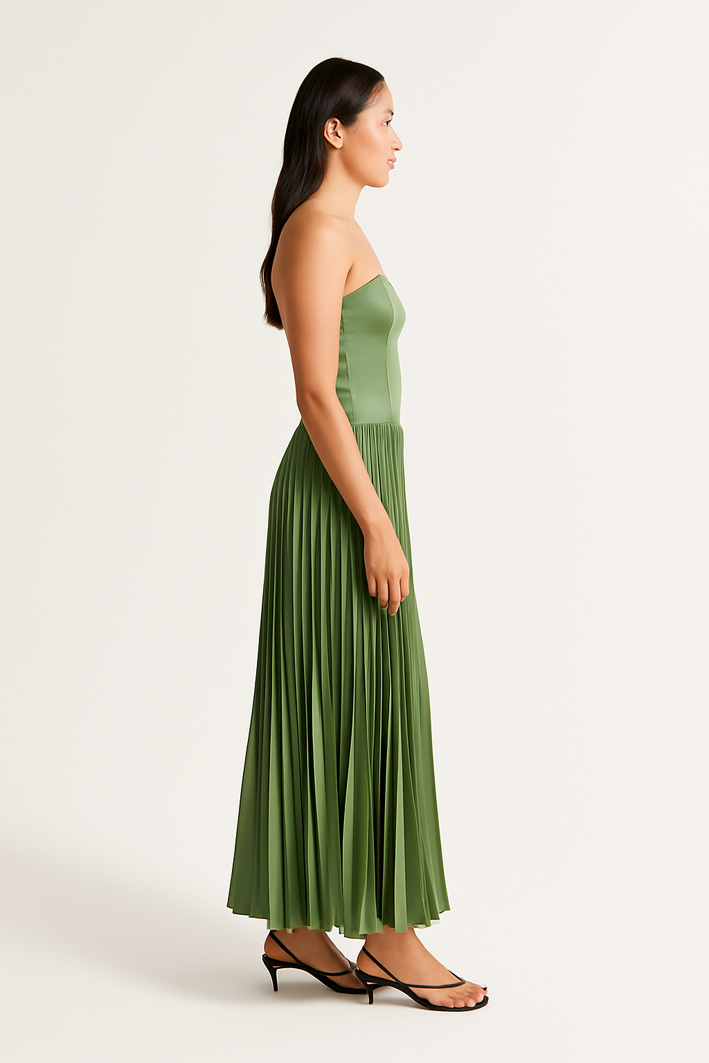 Camille™ | Strapless Falten Midi-Kleid
