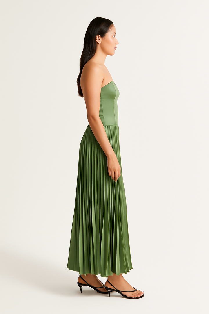 Camille™ | Strapless Falten Midi-Kleid