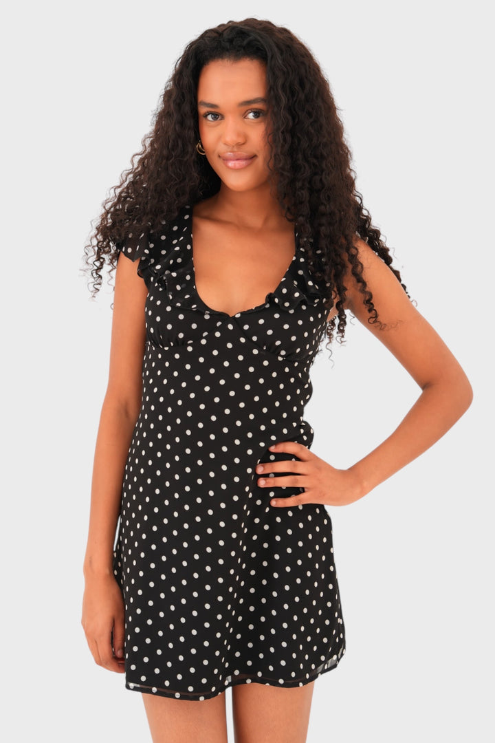 Millie™ | Mini-Kleid mit Punkten und Rüschen