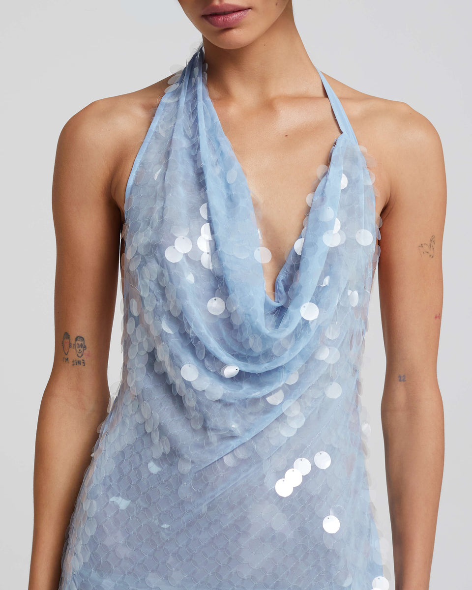 Naline™ | Pailletten Halter Maxikleid