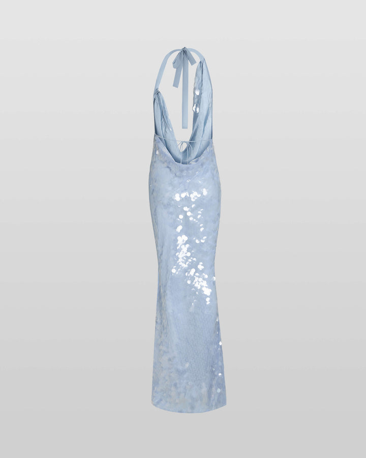 Naline™ | Pailletten Halter Maxikleid