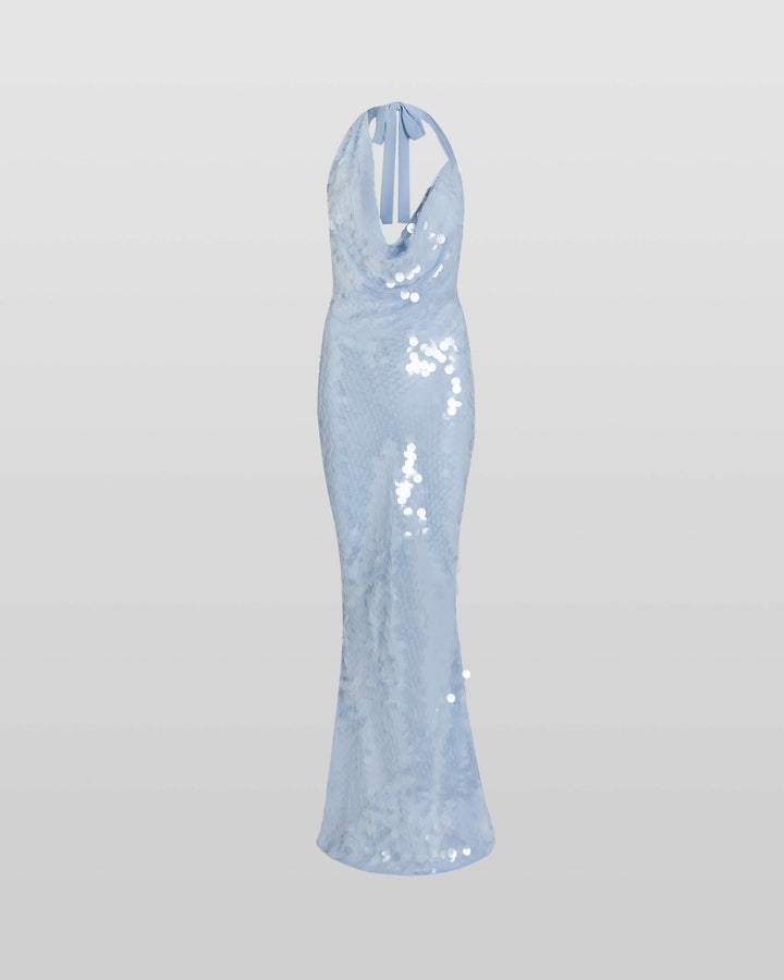 Naline™ | Pailletten Halter Maxikleid