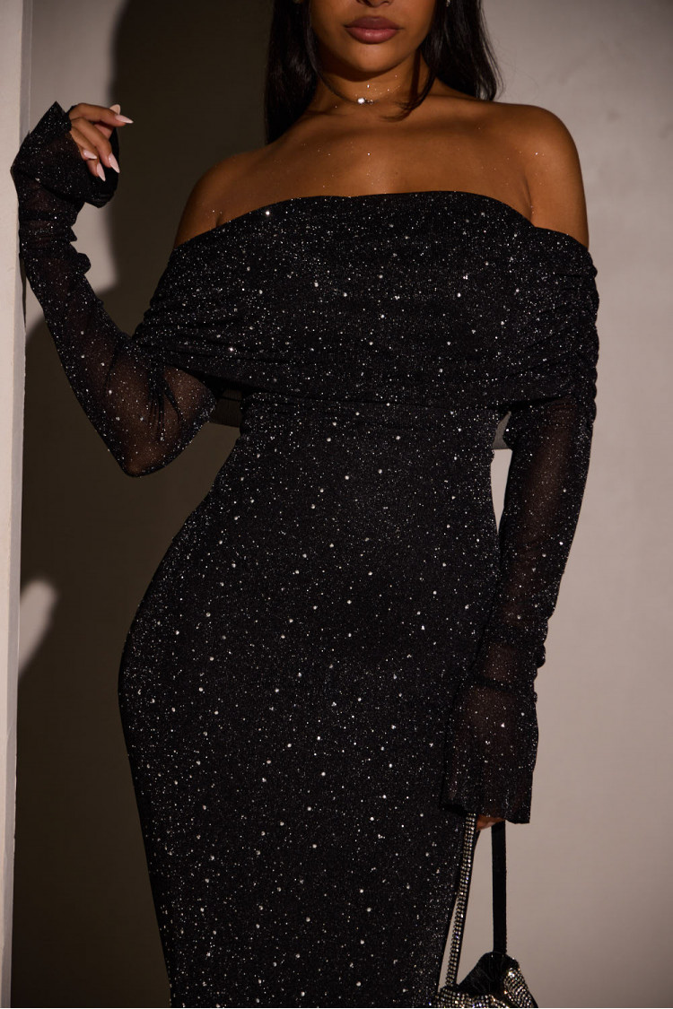 Sylira™ | Schwarzes Pailletten-Kleid