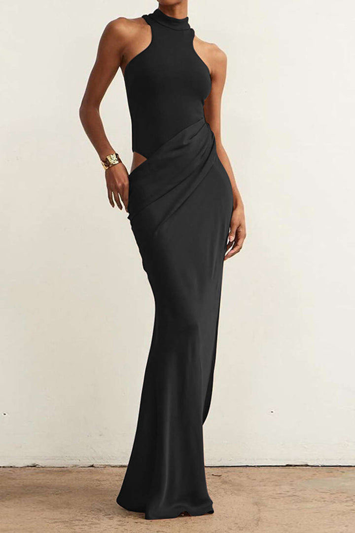Naomi™ | Satin Patchwork Ärmelloses Maxikleid