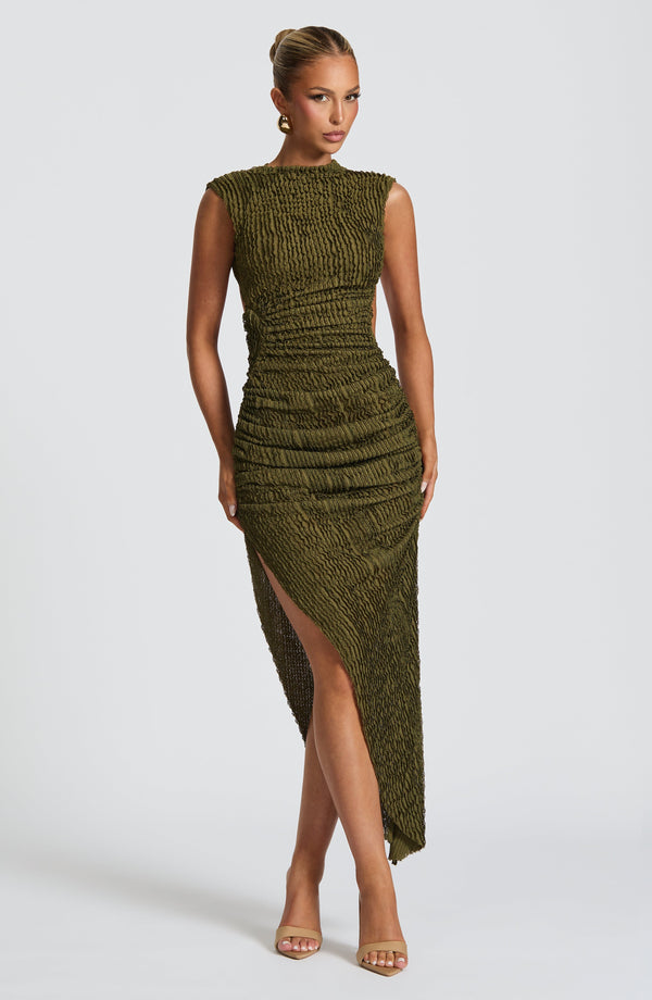 Soraya™ | Texturiertes asymmetrisches Midikleid