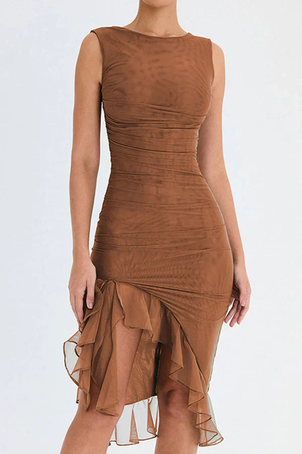 Amara™ | Rüschendes Midi-Kleid