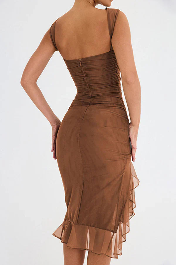 Amara™ | Rüschendes Midi-Kleid