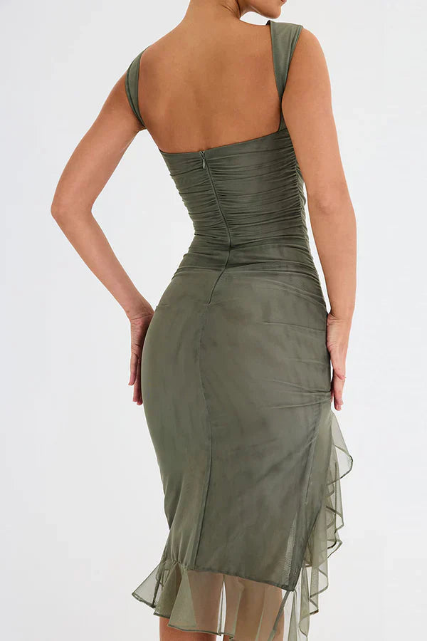 Amara™ | Rüschendes Midi-Kleid