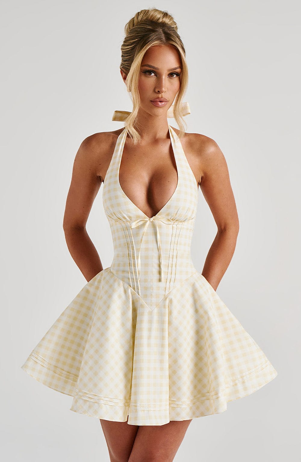 Amelie™ | Gingham Halter Mini-Kleid
