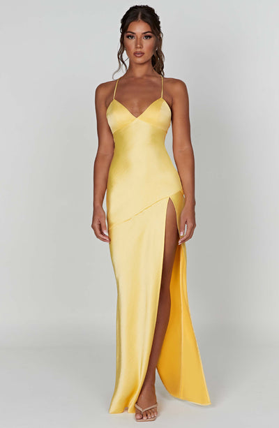 Amara™ | Satin Schlitz Maxi Kleid